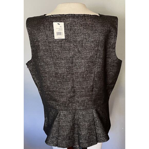 NWT Tahari Blouse XL Peplum Top Metalic Black Gold Holiday Party Date Wedding - Picture 5 of 15